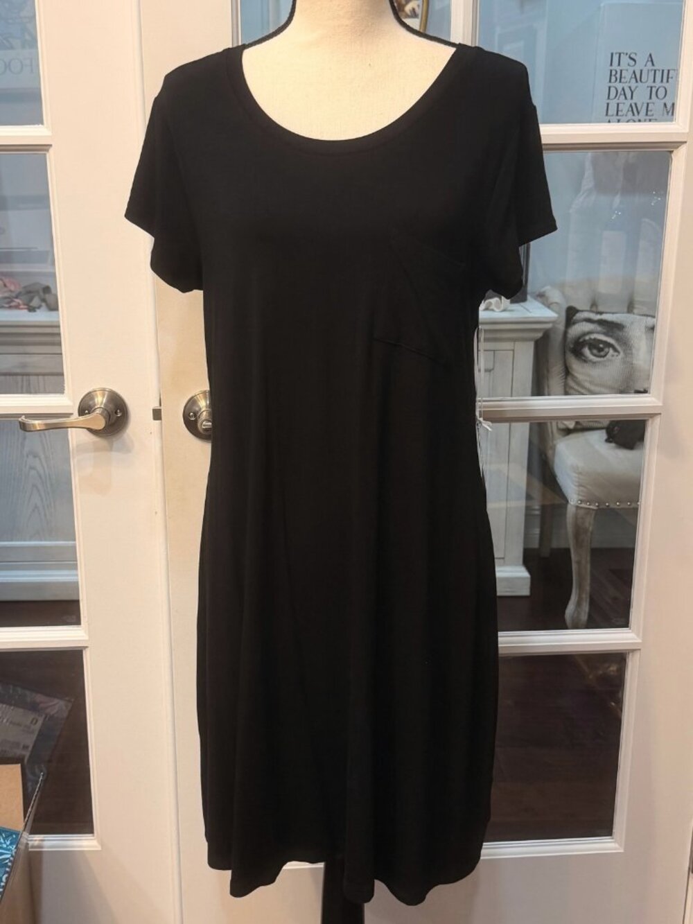 NWT Market & Spruce Black Alison T-Shirt Dress Short Sleeve One Pocket Comfy XL
